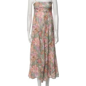 Zimmermann Floral Green and Pink Midi Dress